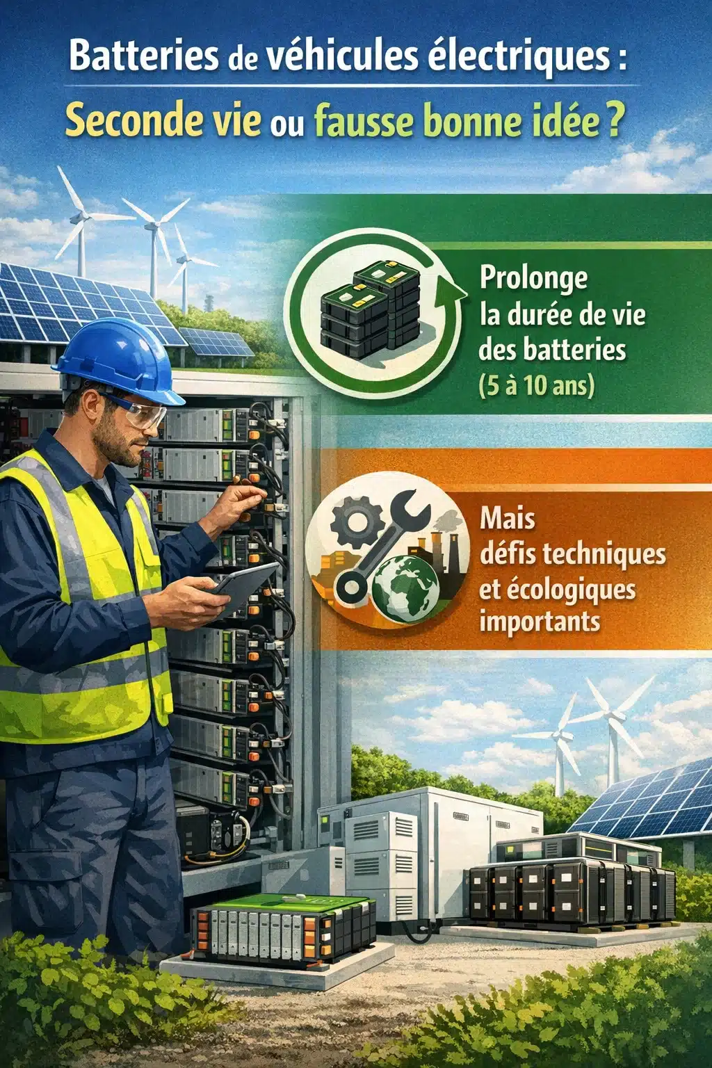 Infographie pour la seconde vie des batteries