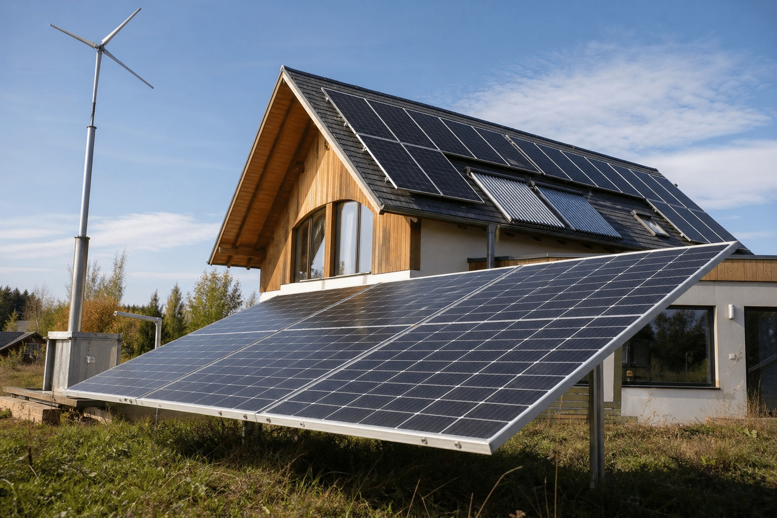 Panneaux solaires sur toiture et au sol